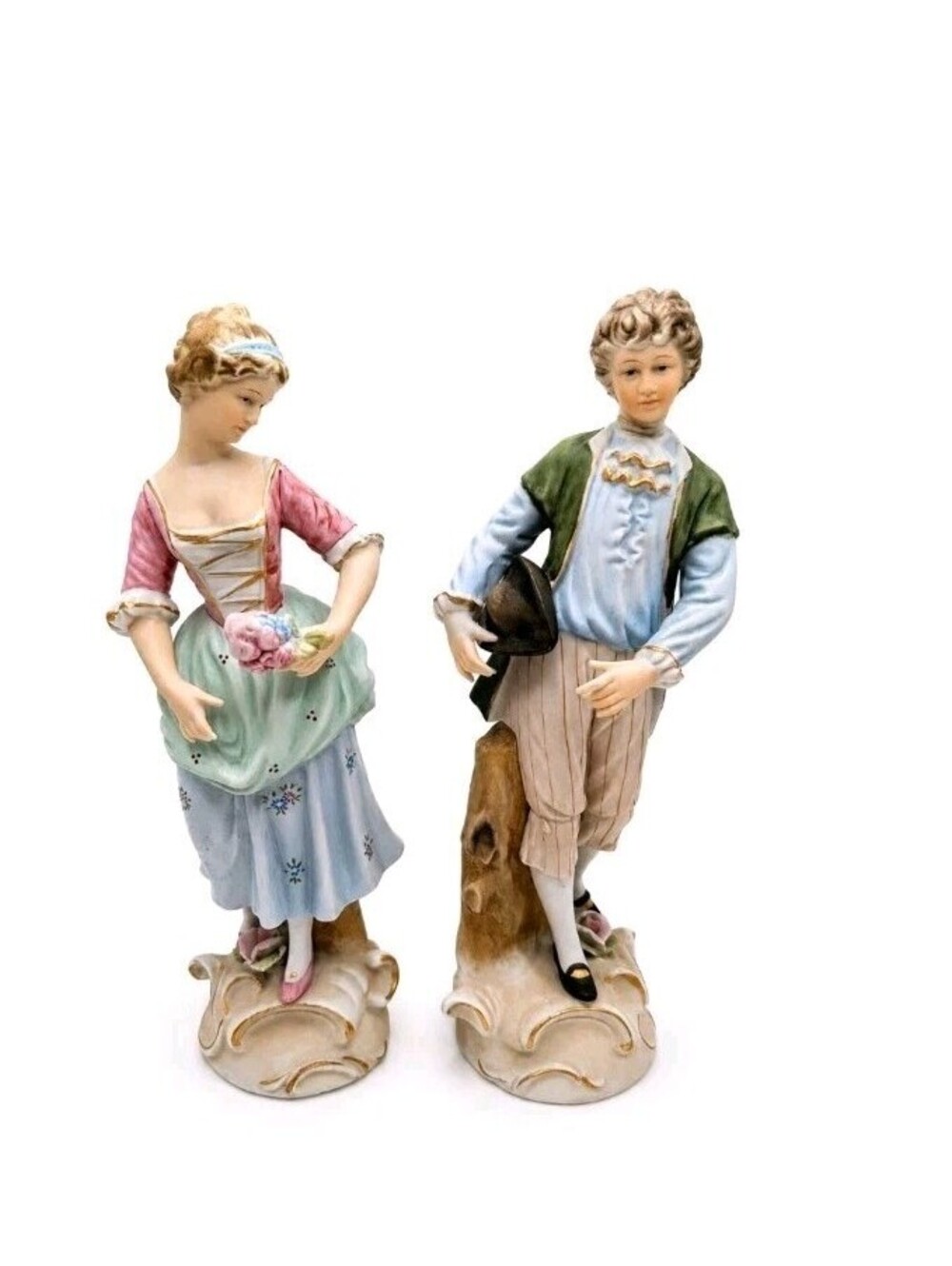 Vintage Ucagco Ceramics Japan Porcelain Courting Couple Figurines 10" Pair